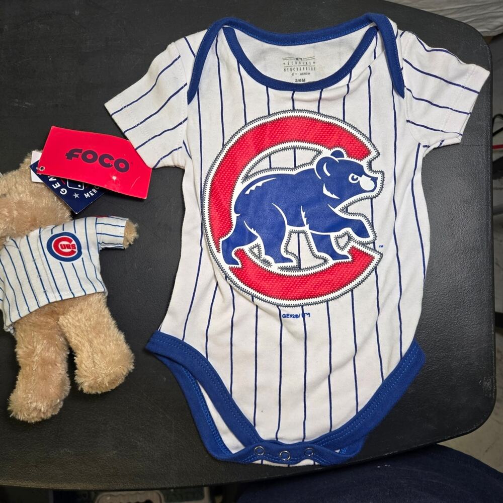 NWT Chicago Cubs Javier Baez infant 3-6 month Onesie and Plush Bear